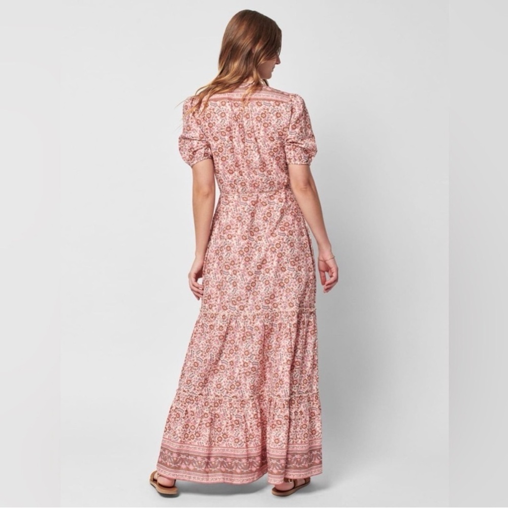 Faherty Pink Floral Tie-Waist Maxi Dress - Picture 2 of 5